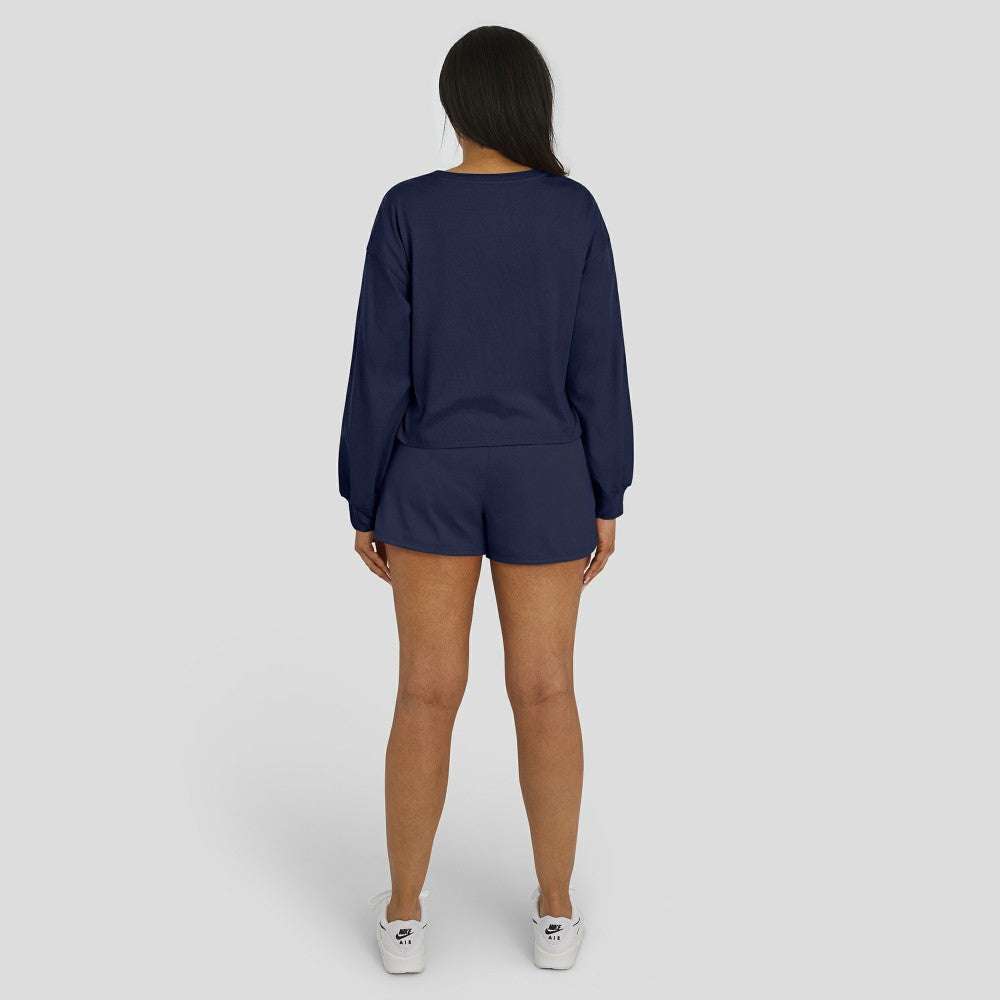 Houston Astros WEAR by Erin Andrews Women's Heavy Rugby Jersey Cropped Long Sleeve T-Shirt & Shorts Lounge Set Online