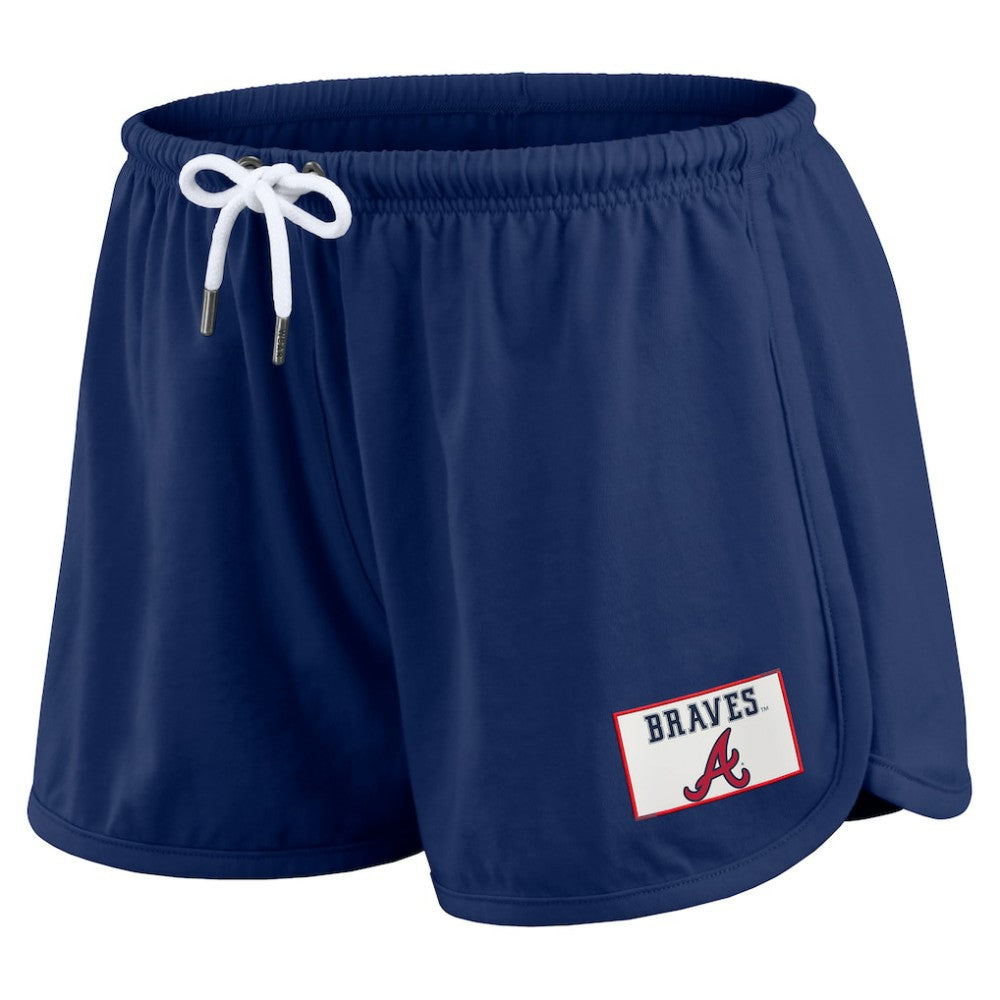 Atlanta Braves WEAR by Erin Andrews Women's Heavy Rugby Jersey Cropped Long Sleeve T-Shirt & Shorts Lounge Set discount