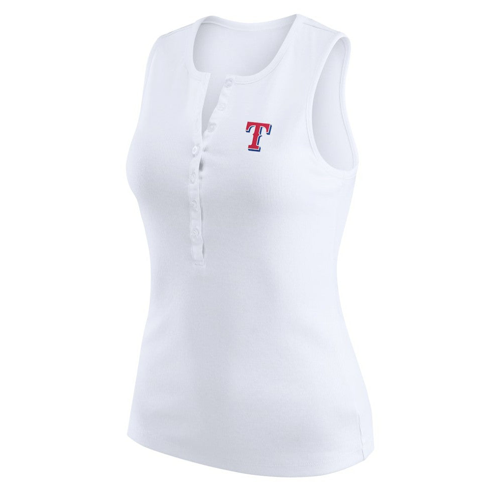 Texas Rangers WEAR by Erin Andrews Women's Rib-Knit Henley Tank Top On Sale