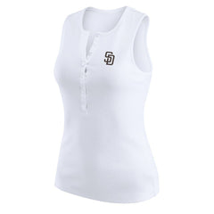 San Diego Padres WEAR by Erin Andrews Women's Rib-Knit Henley Tank Top On Sale