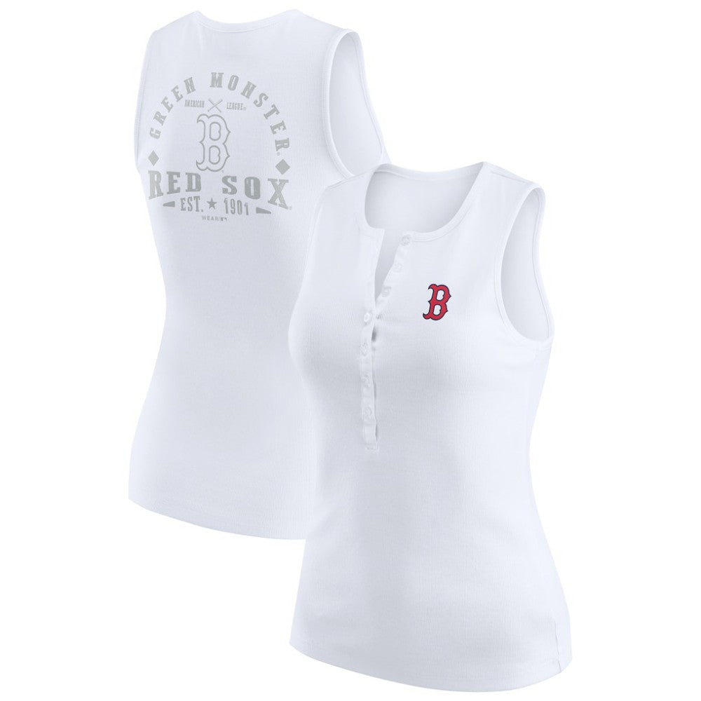 Boston Red Sox WEAR by Erin Andrews Women's Rib-Knit Henley Tank Top discount