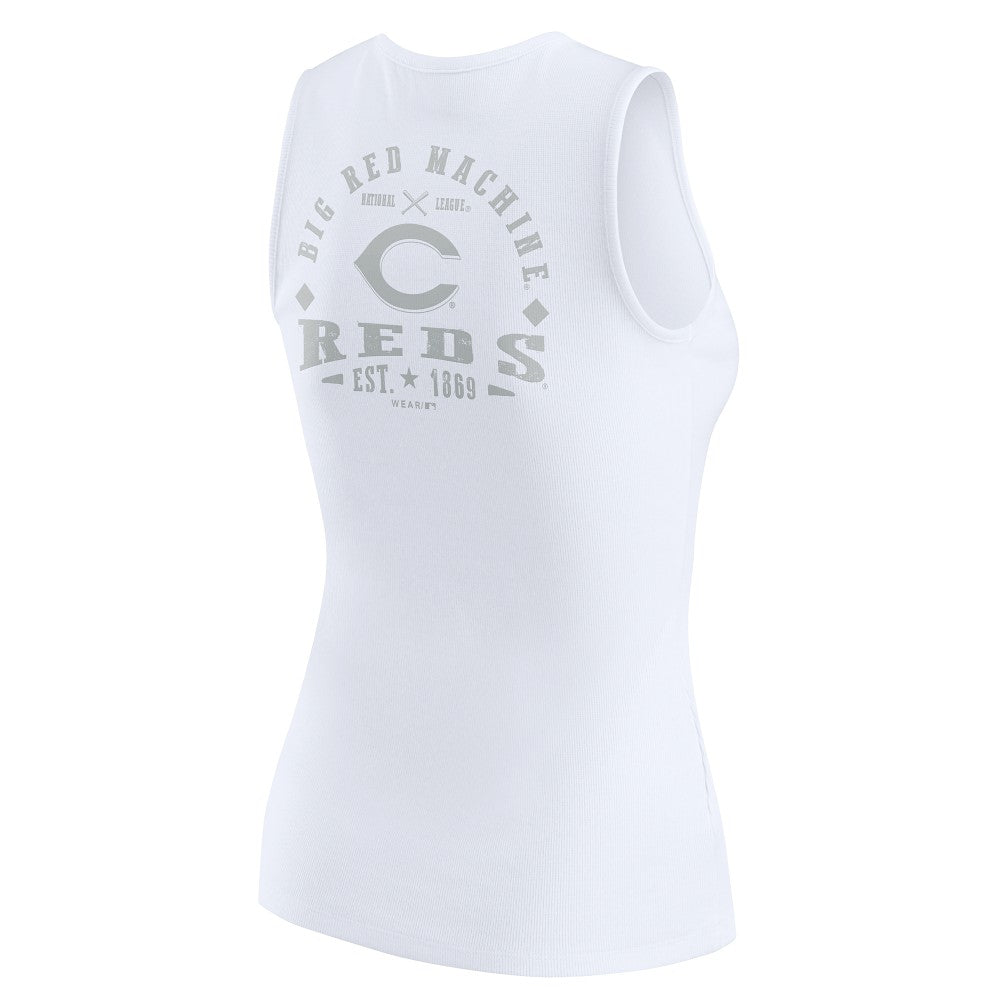 Cincinnati Reds WEAR by Erin Andrews Women's Rib-Knit Henley Tank Top for sale
