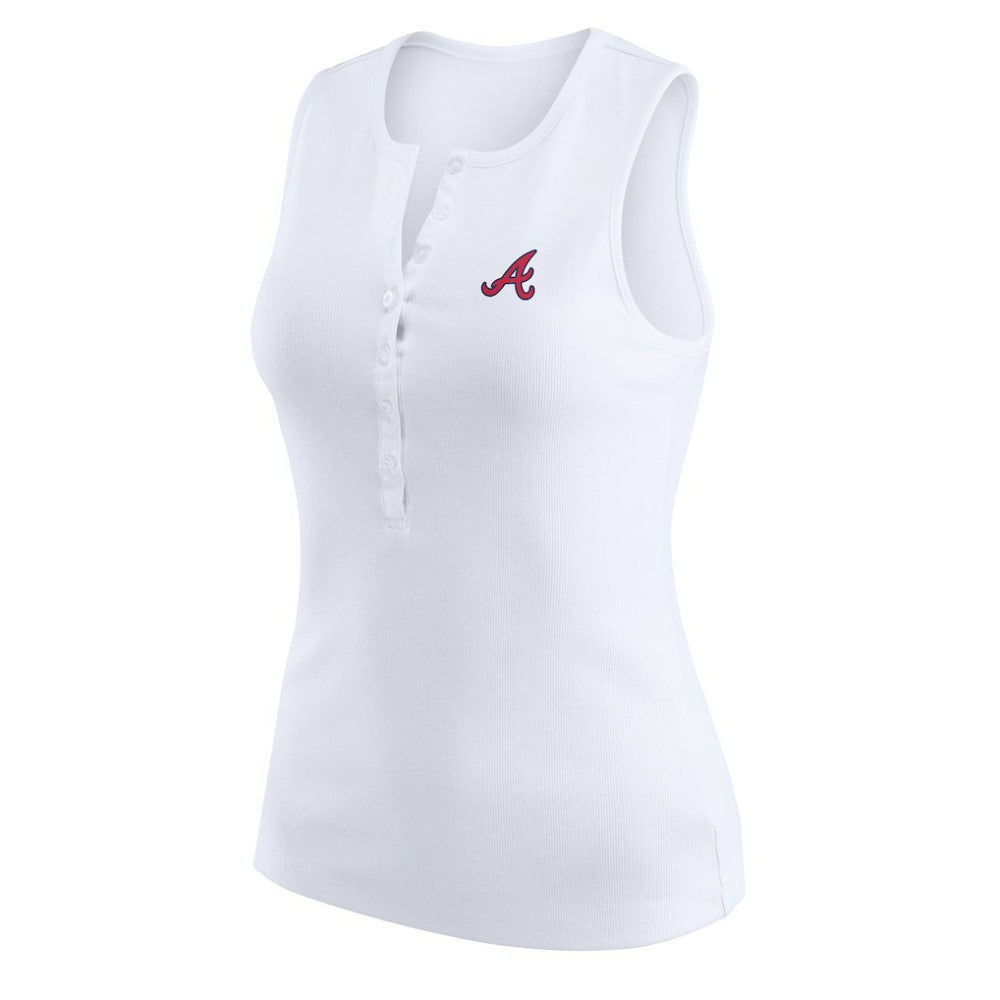 Atlanta Braves WEAR by Erin Andrews Women's Rib-Knit Henley Tank Top On Sale