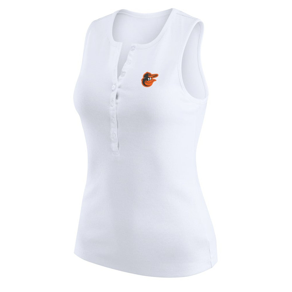 Baltimore Orioles WEAR by Erin Andrews Women's Rib-Knit Henley Tank Top On Sale