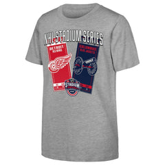 Youth 2025 NHL Stadium Series Columbus Blue Jackets - vs. Detroit Red Wings Matchup T-Shirt Heather Gray