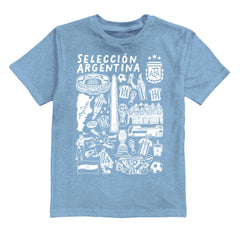 Argentina National Team Vive La Fete Youth Impressions Artwork T-Shirts - Light Blue