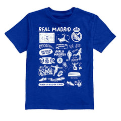 Real Madrid Vive La Fete Youth Impressions Artwork T-Shirts - Blue