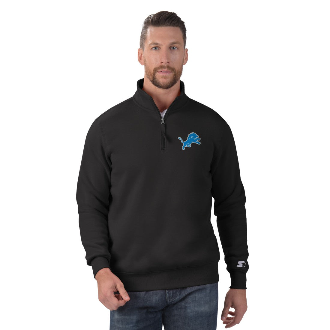 Detroit Lions Starter Classic Quarter-Zip Pullover Sweatshirt Black - NFL