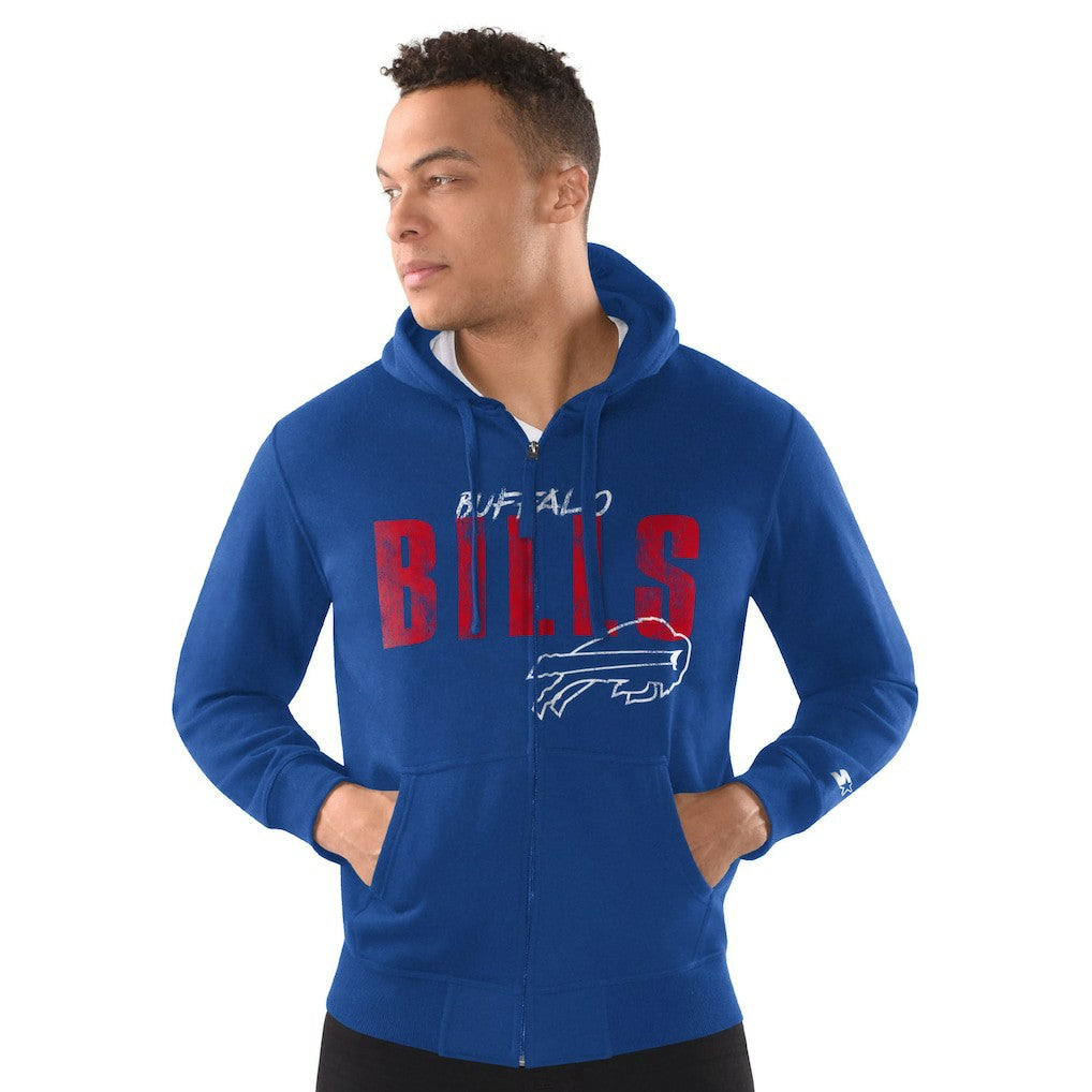 Buffalo Bills Starter Distressed Classic Full-Zip Hoodie Royal - NFL