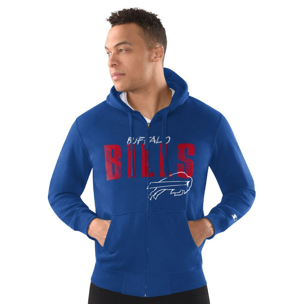 Buffalo Bills Starter Distressed Classic Full-Zip Hoodie Royal - NFL