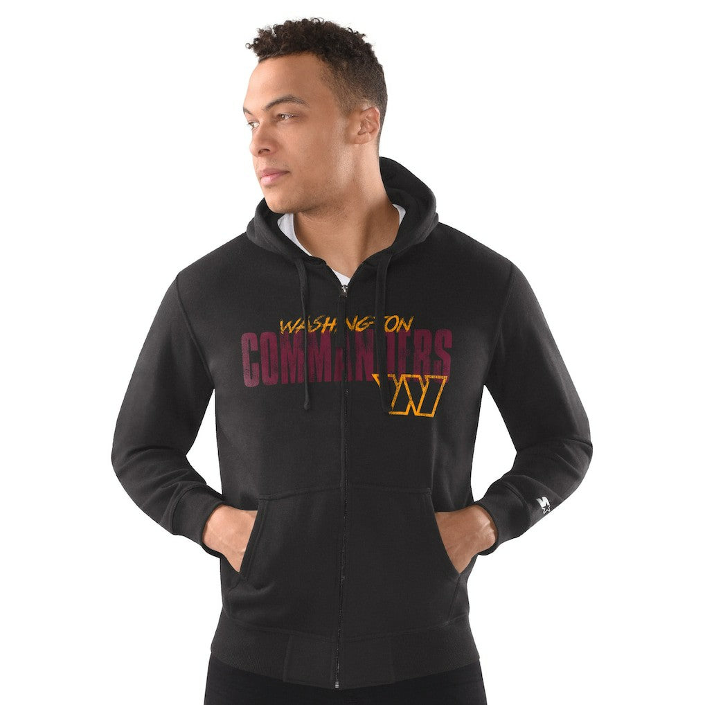 Washington Commanders Starter Distressed Classic Full-Zip Hoodie Black - NFL