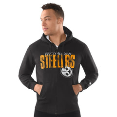 Pittsburgh Steelers Starter Distressed Classic Full-Zip Hoodie Black - NFL