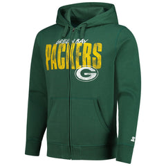 Green Bay Packers Starter Distressed Classic Full-Zip Hoodie Green - NFL