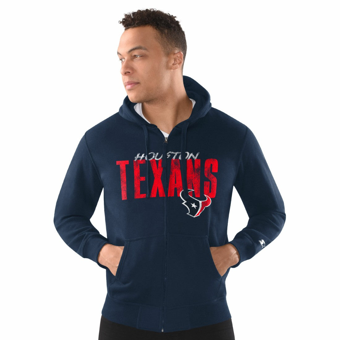 Houston Texans Starter Distressed Classic Full-Zip Hoodie Navy - NFL