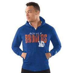 Denver Broncos Starter Distressed Classic Full-Zip Hoodie Royal - NFL