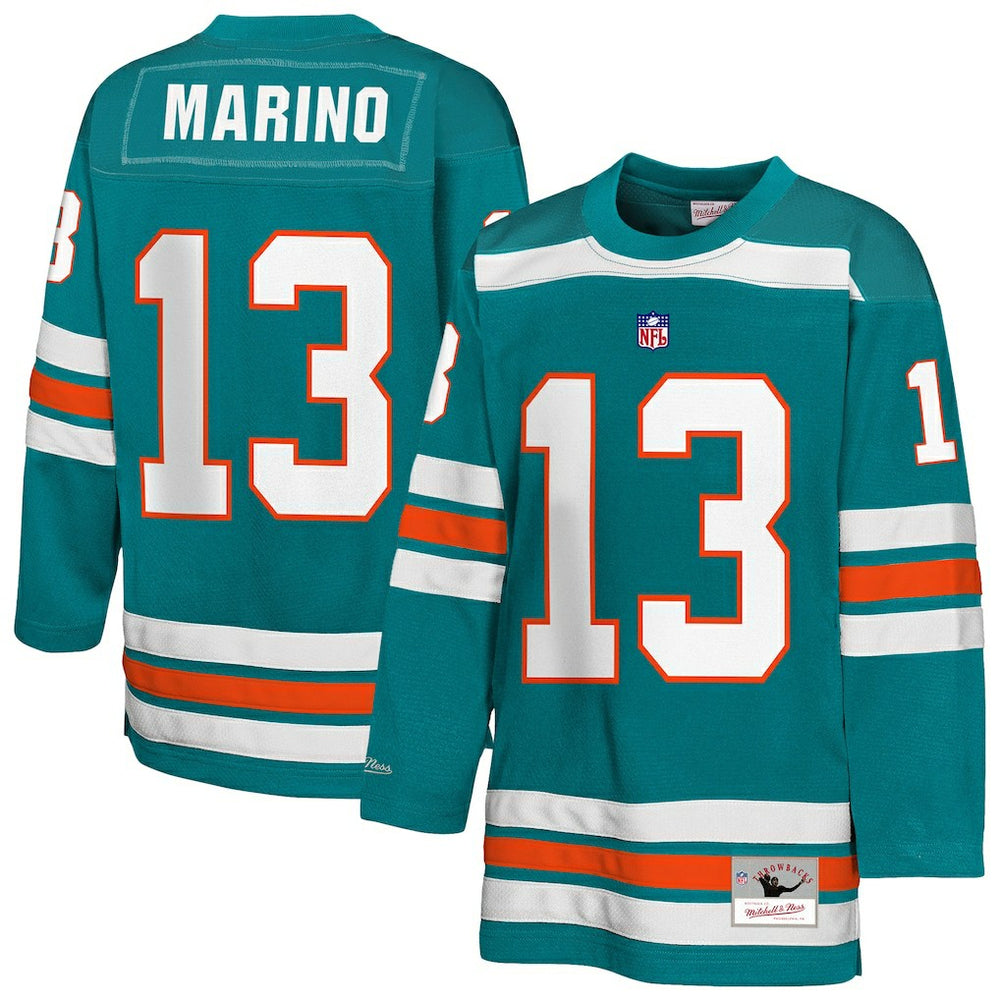 Dan Marino Miami Dolphins Youth Hockey Fashion Jersey Aqua - Mitchell & Ness