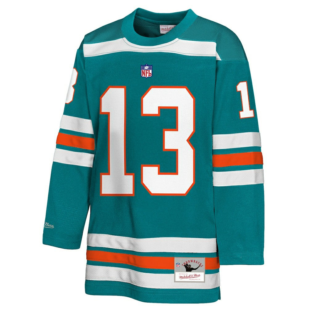 Dan Marino Miami Dolphins Youth Hockey Fashion Jersey Aqua - Mitchell & Ness