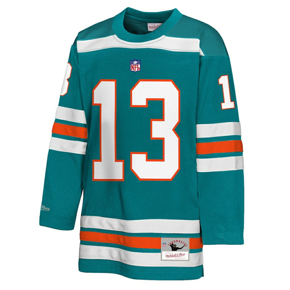 Dan Marino Miami Dolphins Youth Hockey Fashion Jersey Aqua - Mitchell & Ness