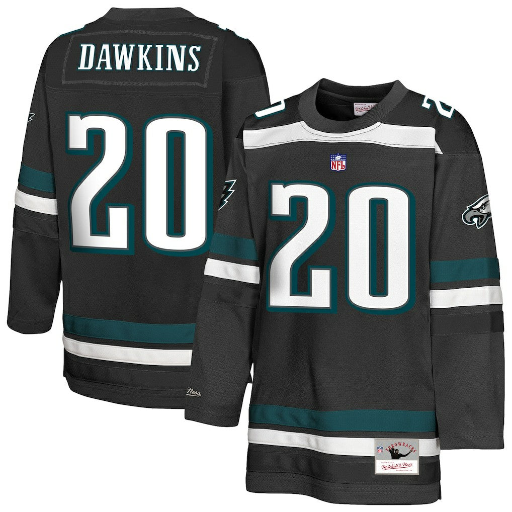 Brian Dawkins Philadelphia Eagles Youth Hockey Fashion Jersey Black - Mitchell & Ness