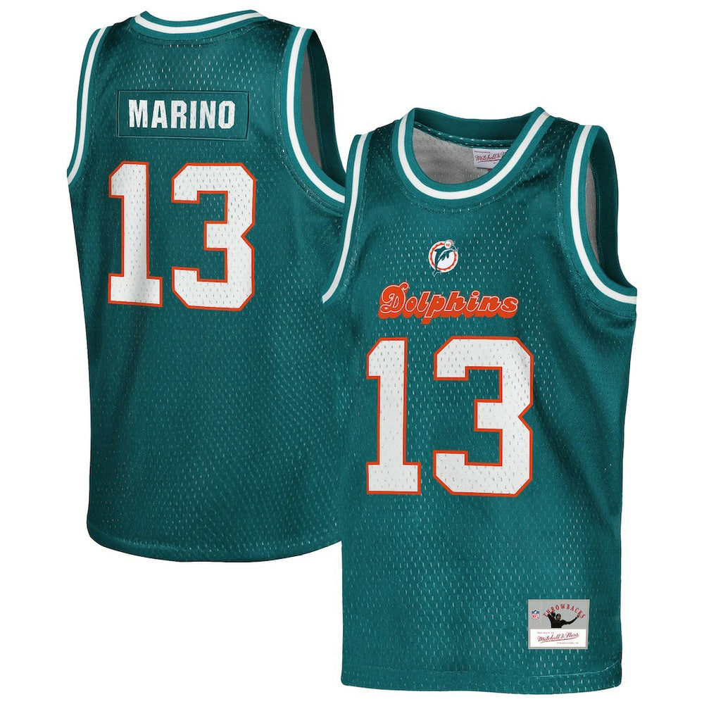 Dan Marino Miami Dolphins Youth Retired Player NFL Basketball Fashion Jersey Aqua - Mitchell & Ness