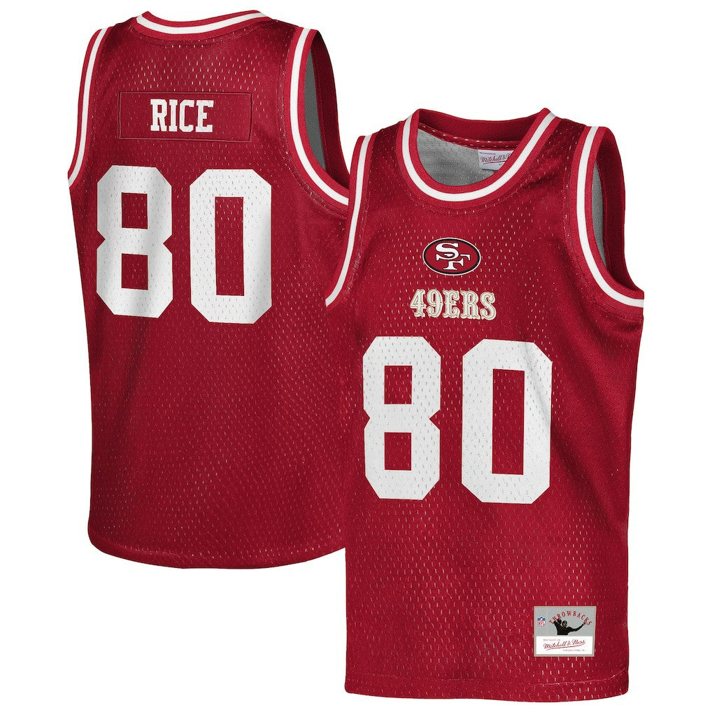 Jerry Rice San Francisco 49ers Youth Retired Player NFL Basketball Fashion Jersey - Scarlet outlet | NFL Jerseys