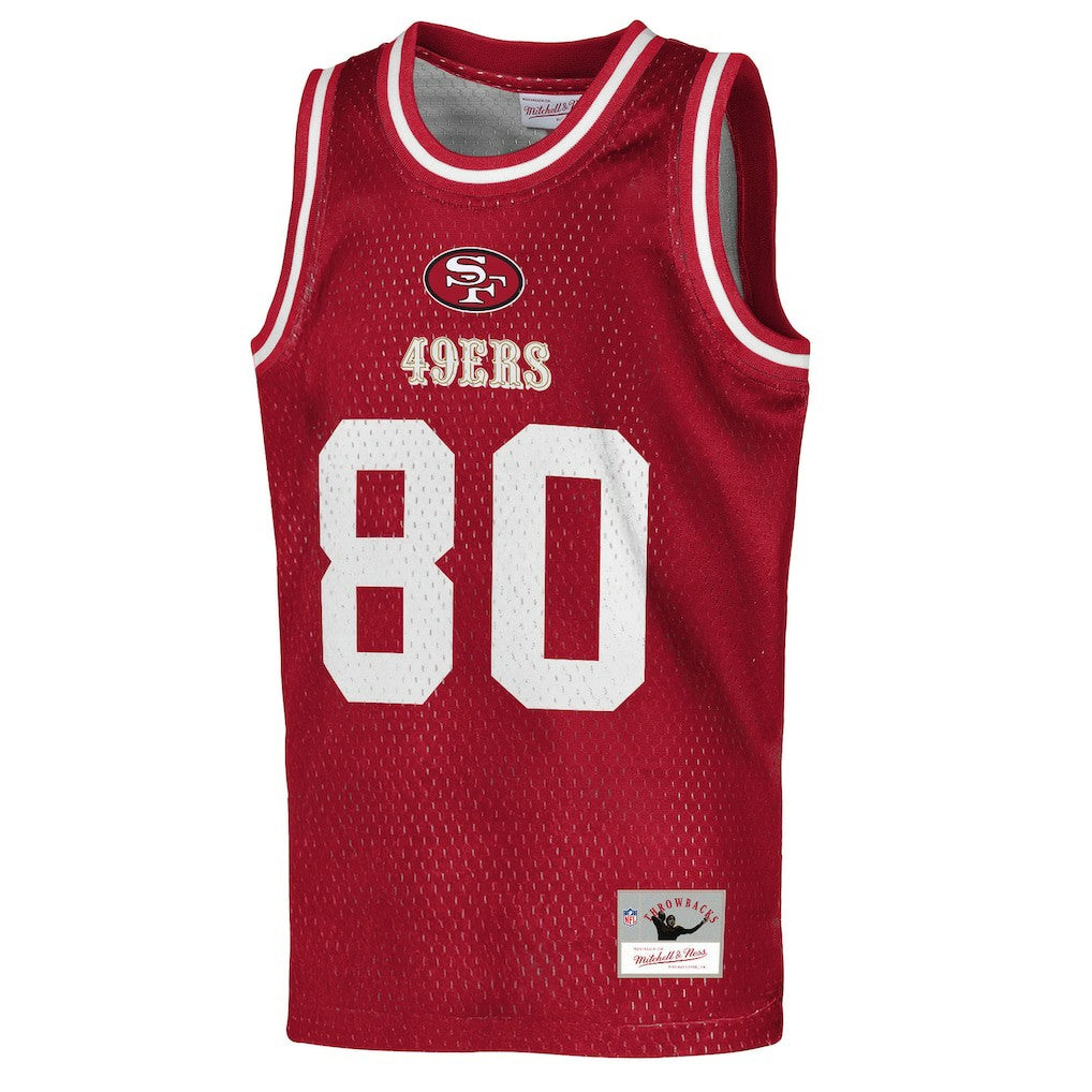 Jerry Rice San Francisco 49ers Youth Retired Player NFL Basketball Fashion Jersey Scarlet - Mitchell & Ness