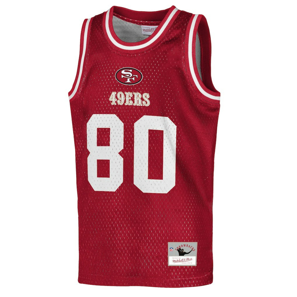 Jerry Rice San Francisco 49ers Youth Retired Player NFL Basketball Fashion Jersey Scarlet - Mitchell & Ness