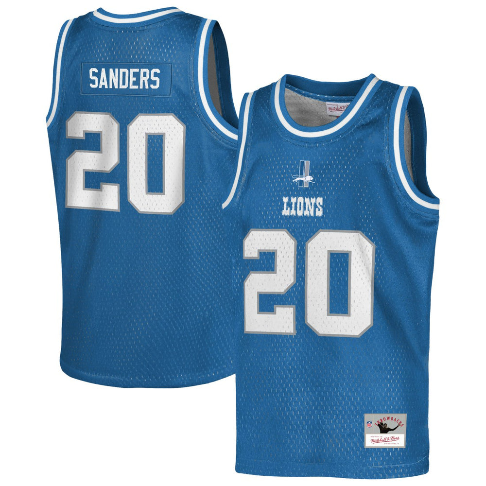 Barry Sanders Detroit Lions Youth Retired Player NFL Basketball Fashion Jersey Blue - Mitchell & Ness