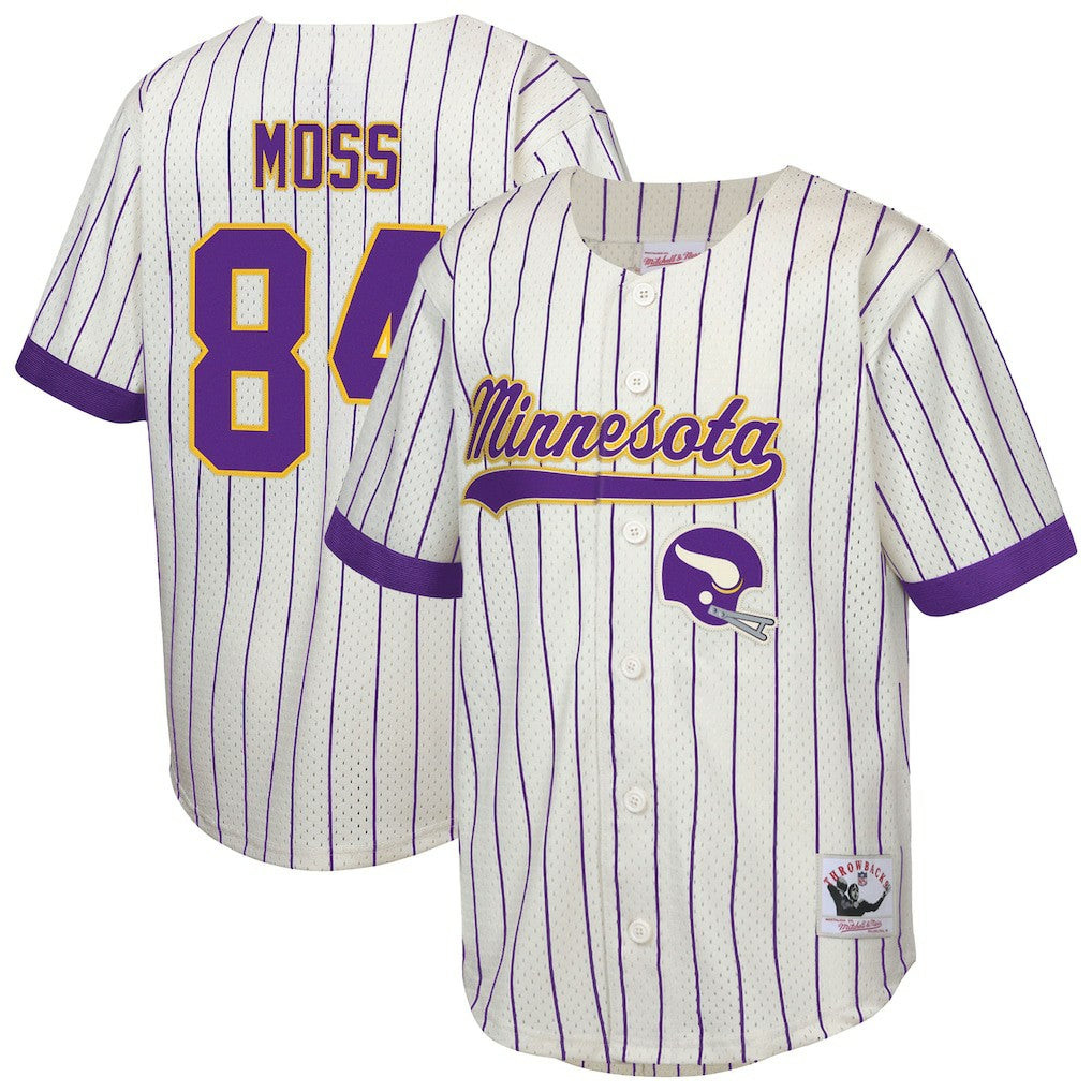 Randy Moss Minnesota Vikings Youth Retired Player Name & Number Baseball Jersey Cream - Mitchell & Ness