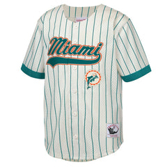 Dan Marino Miami Dolphins Youth Retired Player Name & Number Baseball Jersey Cream - Mitchell & Ness