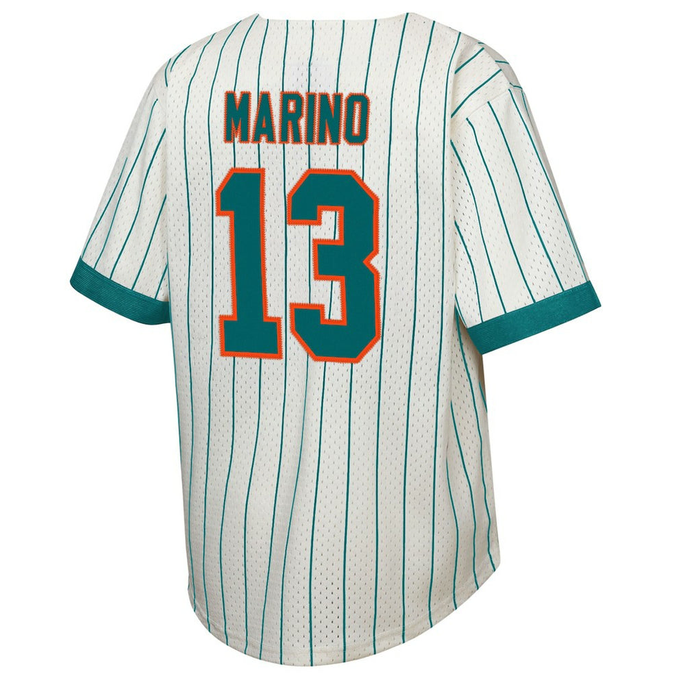 Dan Marino Miami Dolphins Youth Retired Player Name & Number Baseball Jersey Cream - Mitchell & Ness