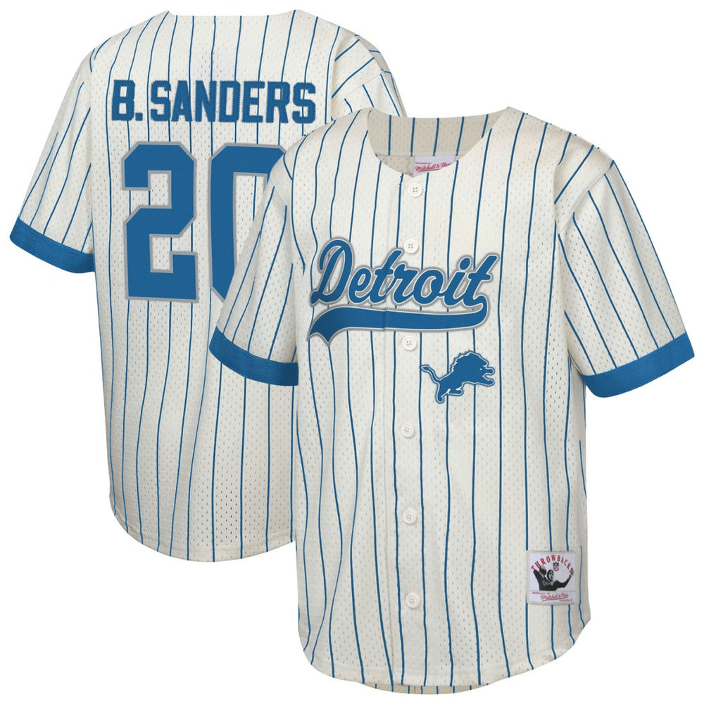 Barry Sanders Detroit Lions Youth Retired Player Name & Number Baseball Jersey Cream - Mitchell & Ness