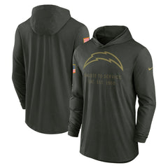 Los Angeles Chargers 2025 Salute to Service Sideline Dri-FIT Lightweight Hooded Pullover Forest Green - Nike