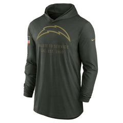 Los Angeles Chargers 2025 Salute to Service Sideline Dri-FIT Lightweight Hooded Pullover Forest Green - Nike
