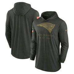 New England Patriots 2025 Salute to Service Sideline Dri-FIT Lightweight Hooded Pullover Forest Green - Nike