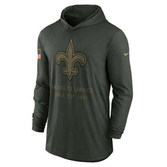 New Orleans Saints 2025 Salute to Service Sideline Dri-FIT Lightweight Hooded Pullover Forest Green - Nike