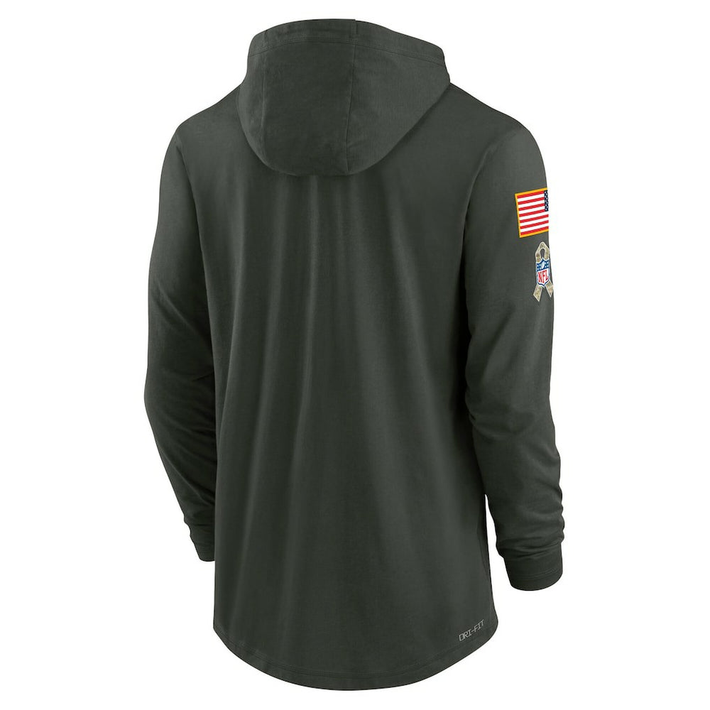 New Orleans Saints 2025 Salute to Service Sideline Dri-FIT Lightweight Hooded Pullover Forest Green - Nike