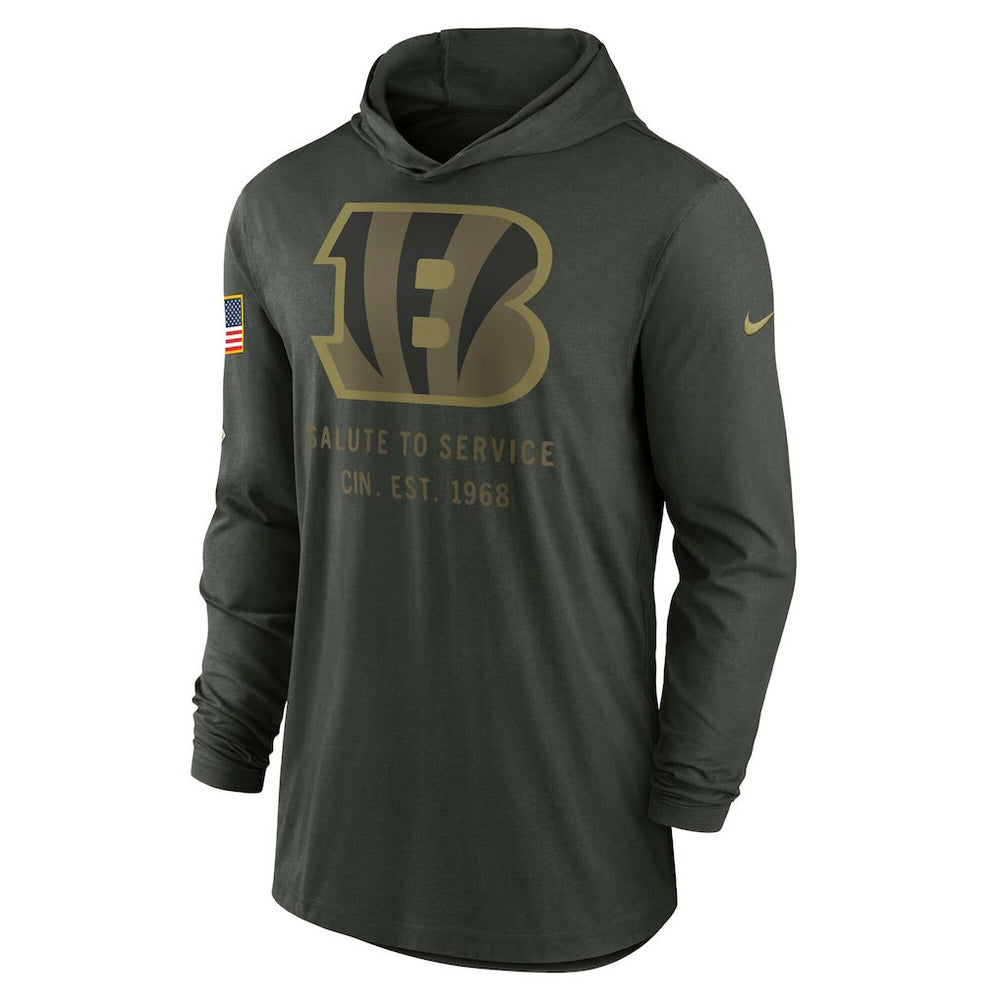 Cincinnati Bengals 2025 Salute to Service Sideline Dri-FIT Lightweight Hooded Pullover Forest Green - Nike