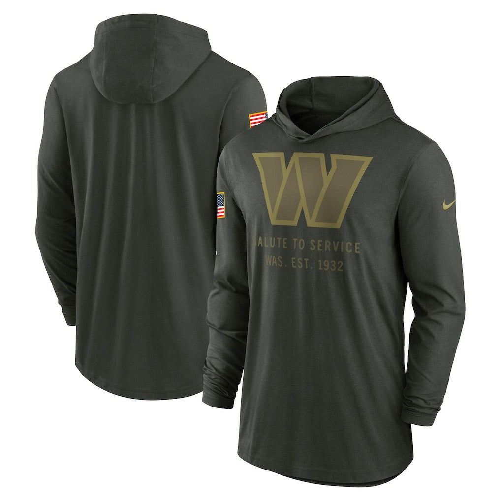 Washington Commanders 2025 Salute to Service Sideline Dri-FIT Lightweight Hooded Pullover Forest Green - Nike