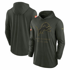 Detroit Lions 2025 Salute to Service Sideline Dri-FIT Lightweight Hooded Pullover Forest Green - Nike