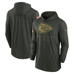 Kansas City Chiefs 2025 Salute to Service Sideline Dri-FIT Lightweight Hooded Pullover Forest Green - Nike