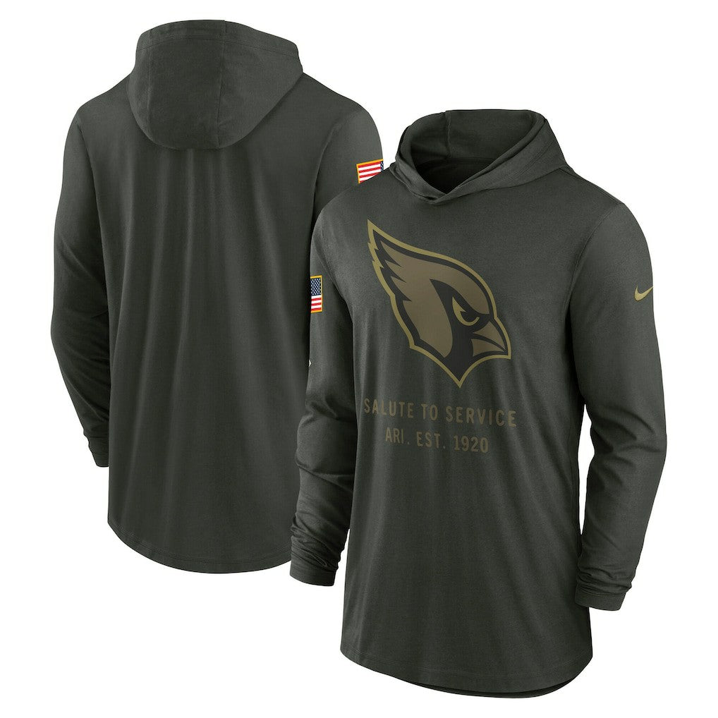 Arizona Cardinals 2025 Salute to Service Sideline Dri-FIT Lightweight Hooded Pullover Forest Green - Nike
