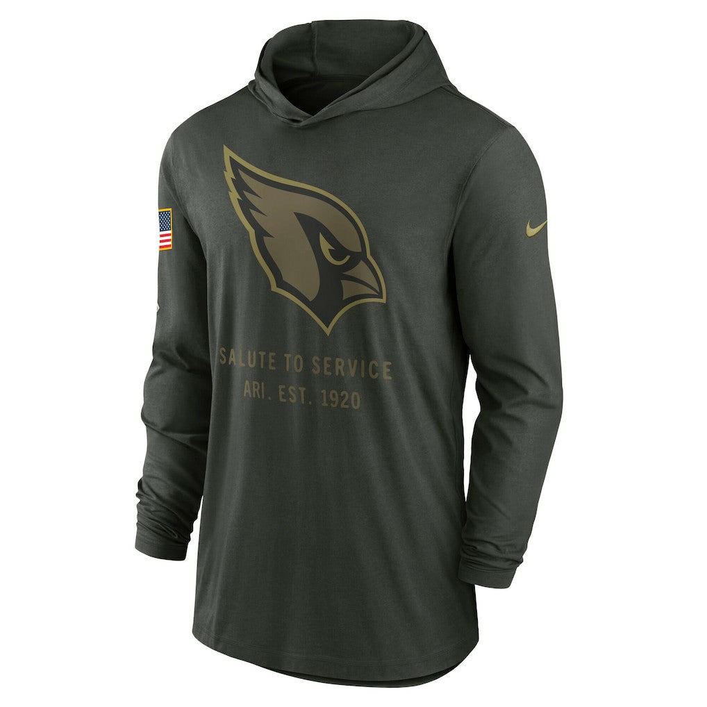 Arizona Cardinals 2025 Salute to Service Sideline Dri-FIT Lightweight Hooded Pullover Forest Green - Nike