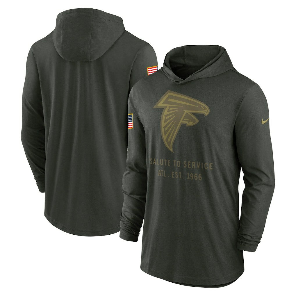 Atlanta Falcons 2025 Salute to Service Sideline Dri-FIT Lightweight Hooded Pullover Forest Green - Nike