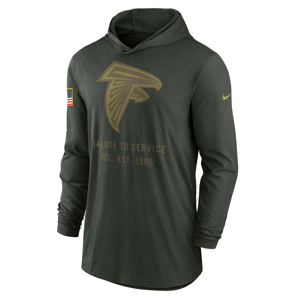 Atlanta Falcons 2025 Salute to Service Sideline Dri-FIT Lightweight Hooded Pullover Forest Green - Nike