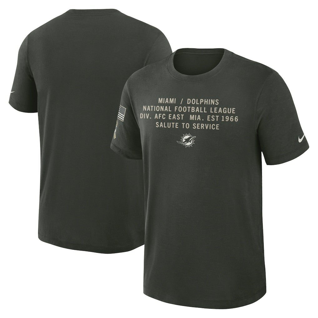 Miami Dolphins 2025 Salute to Service Sideline Slub Dri-FIT T-Shirt Dark Green - Nike