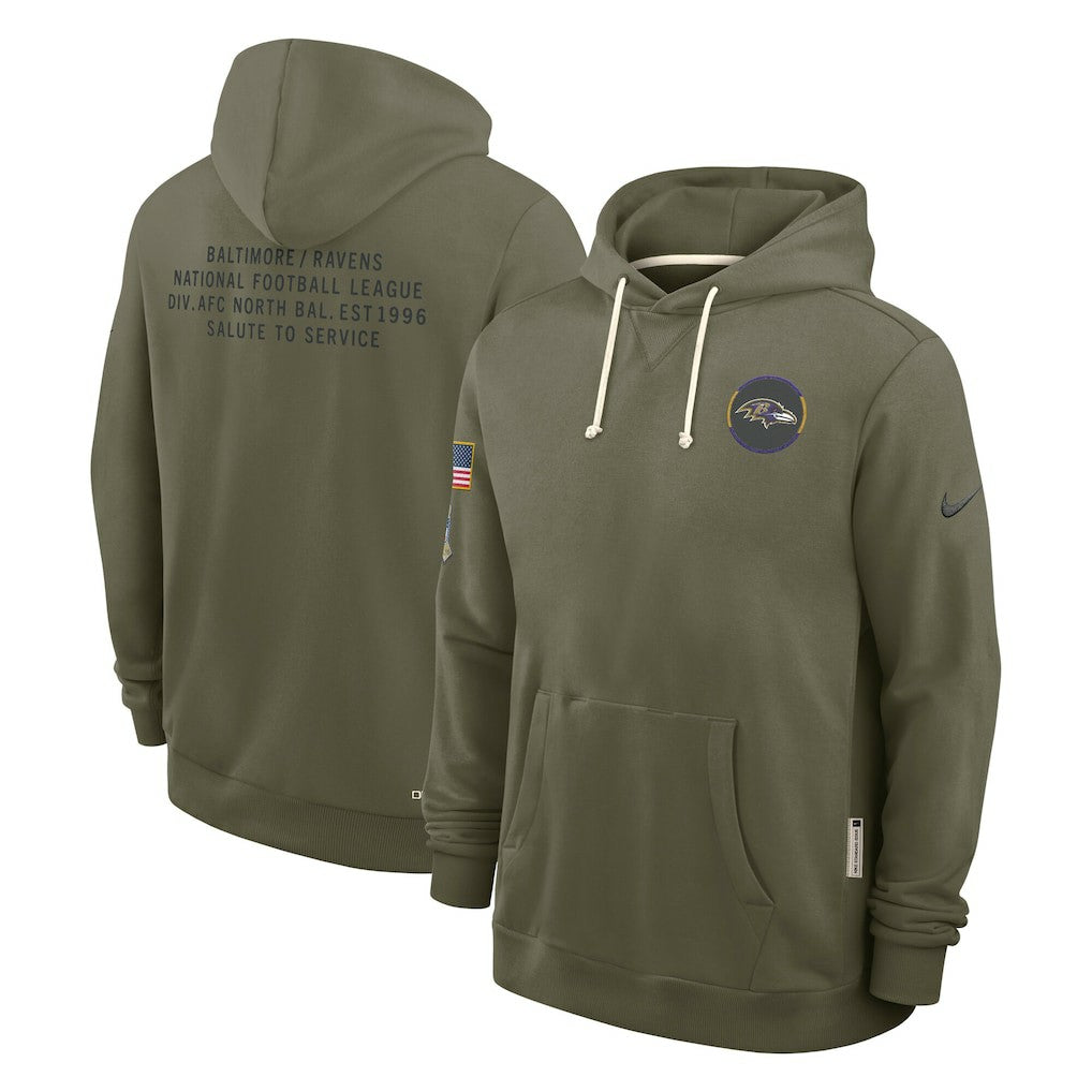 Baltimore Ravens 2025 Salute to Service Sideline Standard Issue Dri-FIT Hoodie Olive - Nike