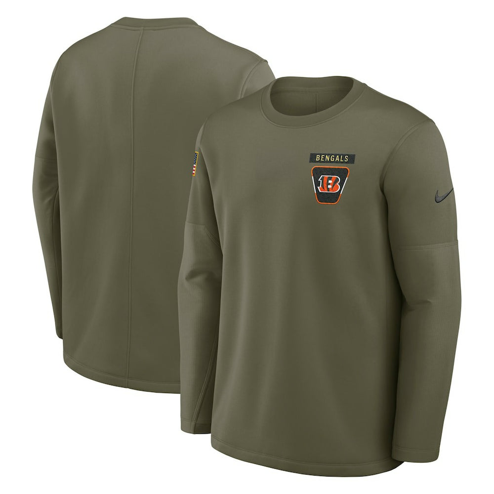 Cincinnati Bengals 2025 Salute to Service Sideline Coaches Therma-FIT Long Sleeve Shirt Olive - Nike