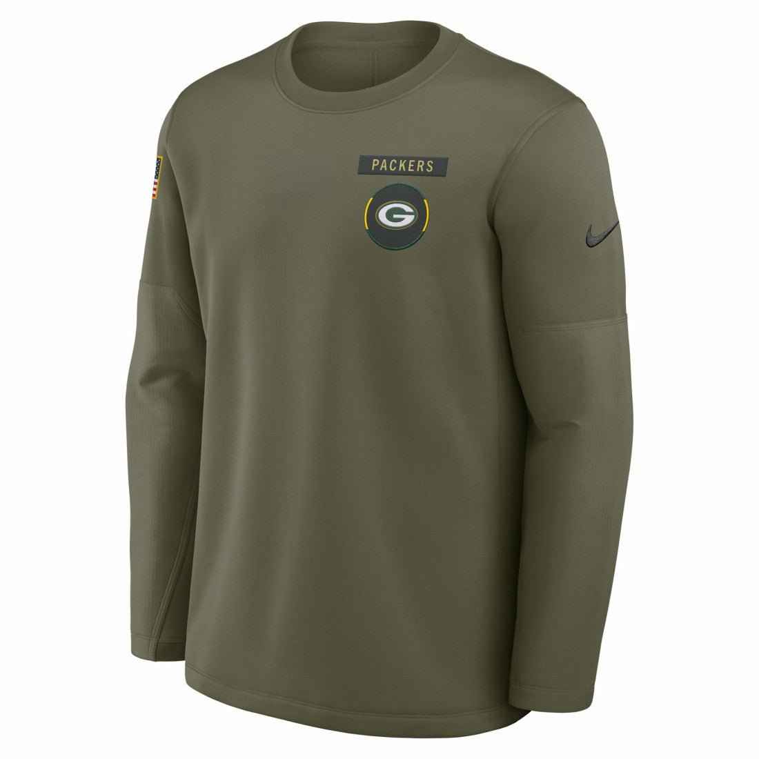 Green Bay Packers 2025 Salute to Service Sideline Coaches Therma-FIT Long Sleeve Shirt Olive - Nike