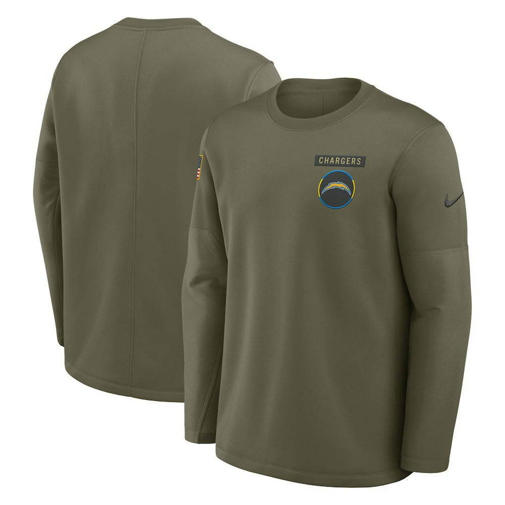 Los Angeles Chargers 2025 Salute to Service Sideline Coaches Therma-FIT Long Sleeve Shirt Olive - Nike